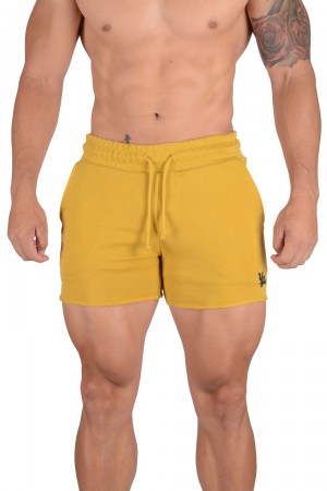 Young LA 102 Bodybuilding French Terry Shorts Yellow Canada | XPVR-40831