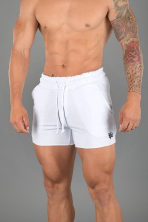 Young LA 102 Bodybuilding French Terry Shorts White Canada | YEFW-92603