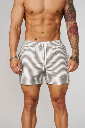 Young LA 1056 - Striped Swim Shorts Grey Canada | IYWC-19254