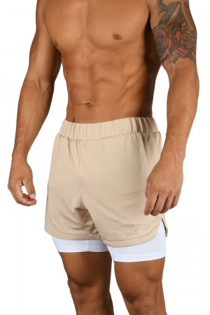 Young LA 105 Compression Shorts 2.0 Beige Canada | CJVK-13085