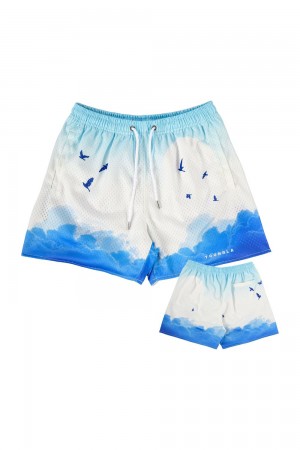 Young LA 141 The Block Party Shorts White Blue Canada | BIEM-30641