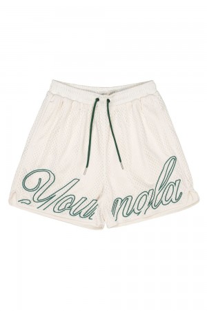 Young LA 155 Championship Shorts White Green Canada | QPOL-53461