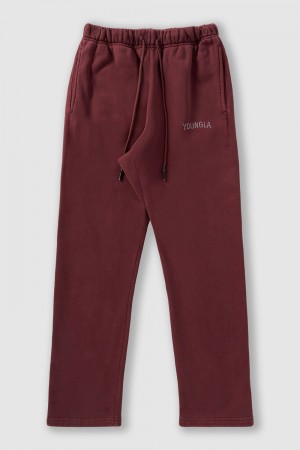 Young LA 2078 - Minimal No Cuff Joggers Burgundy Canada | SCXG-76980