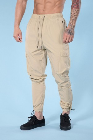 Young LA 218 Travel Cargo Joggers Beige Canada | JZXL-49217