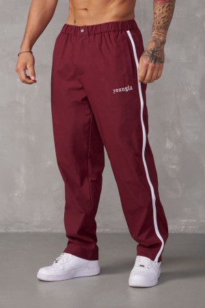 Young LA 246 - Side Zipper Joggers Red Canada | YSZO-38749