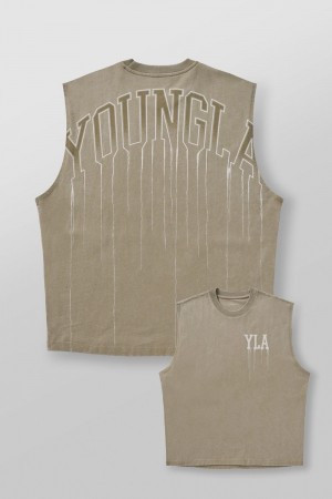 Young LA 3031 - Drip Muscle Tanks Khaki Canada | DZXJ-02753