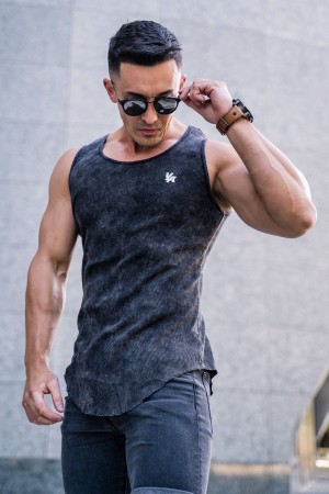 Young LA 314 Scoop Bottom Ribbed Tank Dark Grey Canada | JYOD-80549