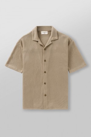 Young LA 4036 - Crochet Shirts Khaki Canada | OSKE-54928