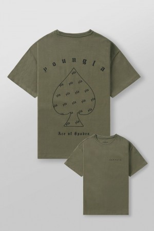 Young LA 4098 - Ace Of Spades Tees Olive Canada | MWEK-91072