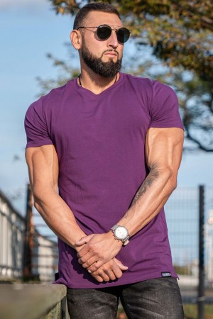 Young LA 411 Perfect Tee - Straight Bottom Purple Canada | AIPG-18562