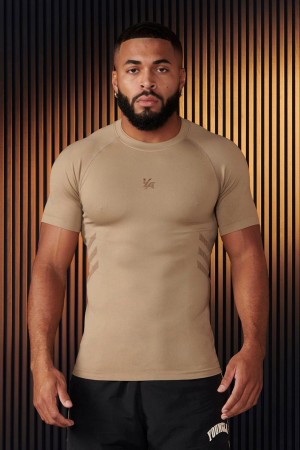 Young LA 425 - Iron Compression Tees Beige Canada | RTPY-85370