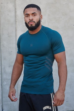 Young LA 425 - Iron Compression Tees Teal Canada | POEJ-79482