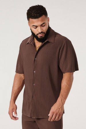 Young LA 448 Pleated Festival Shirts Dark Brown Canada | WGKD-49187