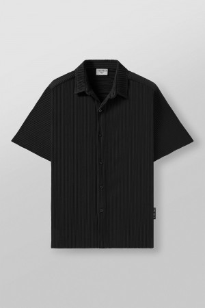 Young LA 448 - Pleated Festival Shirts Black Canada | LQTK-08642