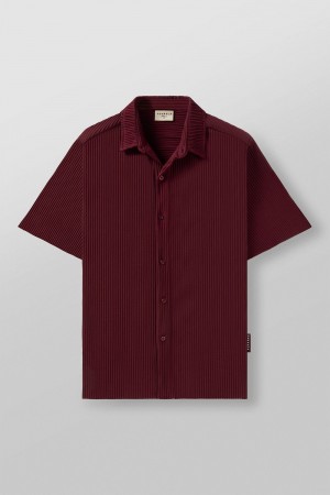 Young LA 448 - Pleated Festival Shirts Burgundy Canada | WCIA-92413