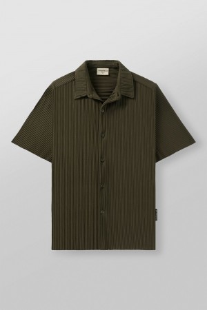 Young LA 448 - Pleated Festival Shirts Olive Canada | PWAF-15438