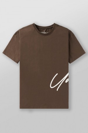 Young LA 462 - Side Signature Tees Brown Canada | YXCJ-94620