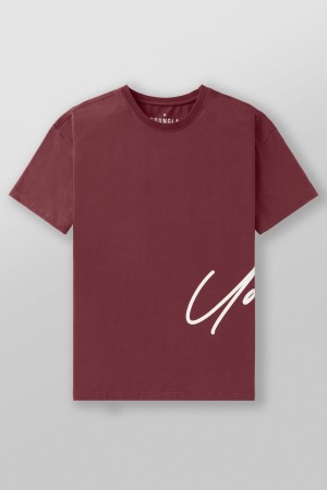 Young LA 462 - Side Signature Tees Burgundy Canada | ZFJL-27589