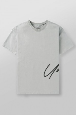 Young LA 462 - Side Signature Tees Grey Canada | YXAU-36905