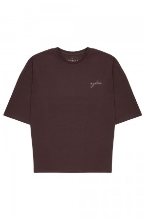 Young LA 464 Skyline Super Sized Tees Dark Brown Canada | DZNM-37096