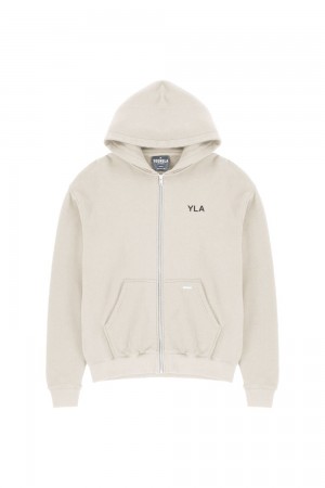 Young LA 515 Monarch Zip-Up Hoodie Beige Canada | VLAK-05763