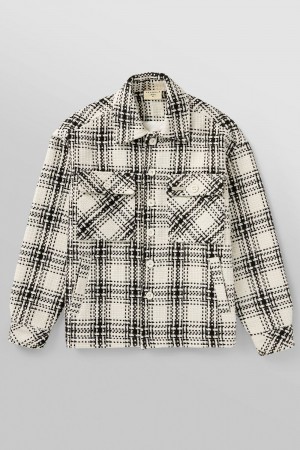 Young LA 519 - Woven Flannel Jackets White Black Canada | FITE-53921