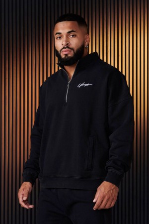 Young LA 520 - Sunday Quarter Zips Black Canada | AYCE-13972