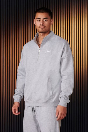 Young LA 520 - Sunday Quarter Zips Light Grey Canada | FULP-36507