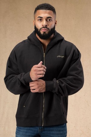 Young LA 546 Rivet Zipup Hoodies Black Canada | RVZG-52931