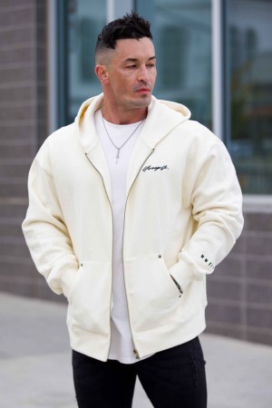 Young LA 546 Rivet Zipup Hoodies Cream Canada | ILZJ-86719