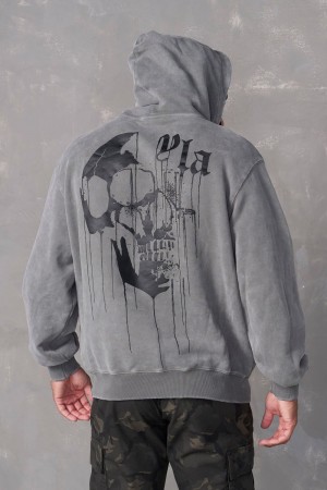 Young LA 551 - Drippy Skull Hoodie Grey Canada | OWTB-93254