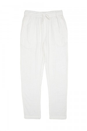 Young LA 621 - Simply Linen Pants White Canada | BENW-71345