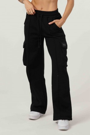 Young LA W216 - Cargo Fleece Joggers Black Canada | PDSI-28430