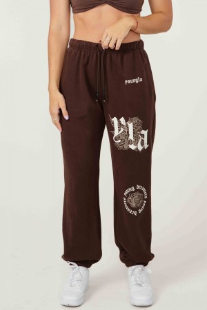 Young LA W224 Rose Joggers Dark Brown Canada | YJIW-91067