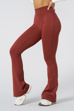 Young LA W227 - Curve Flare Leggings Burgundy Canada | IRXO-31027