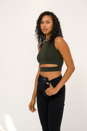 Young LA W302 Sash Tank Top Olive Canada | SEAZ-65382