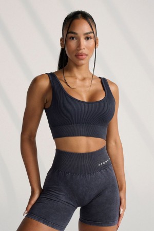 Young LA W315 Carbon Ribbed Sports Bra Navy Canada | VNWO-26891