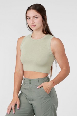 Young LA W317 Knit Tank Olive Canada | VXBZ-90478