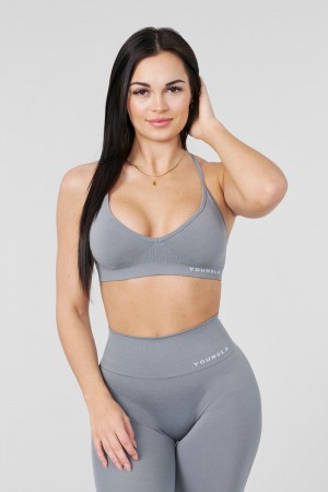 Young LA W327 - Core Seamless Sports Bra Grey Canada | VJSU-75901