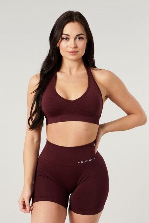 Young LA W328 - Core Seamless Halter Sports Bra Burgundy Canada | GYME-07293