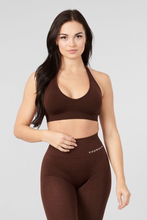 Young LA W328 - Core Seamless Halter Sports Bra Dark Brown Canada | NBMR-71840