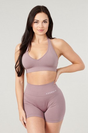 Young LA W328 - Core Seamless Halter Sports Bra Purple Canada | IVKQ-10382