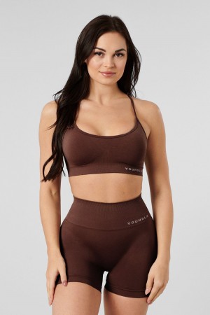 Young LA W329 - Core Seamless Scoop Neck Bra Dark Brown Canada | OQLU-70214