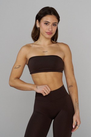 Young LA W333 Seamless Curve Bandeau Dark Brown Canada | MFSU-12907