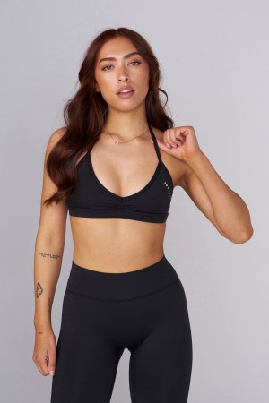 Young LA W335 - Urban V-Neck Bra Black Canada | BFAN-43596