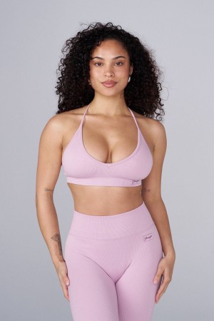 Young LA W343 Ribbed Seamless Bra Pink Canada | FIVH-68354