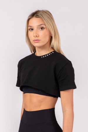 Young LA W407 Super Cropped Tee Black Canada | WHJM-61529