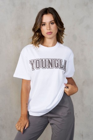 Young LA W422 Varsity Pump Tees White Canada | FPAR-29380