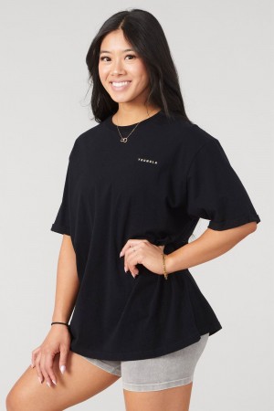 Young LA W424 Bloc Oversized Tee Black Canada | XJRZ-92678