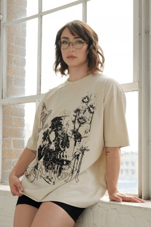 Young LA W427 Phantom Oversized Tees White Canada | OPEZ-17540